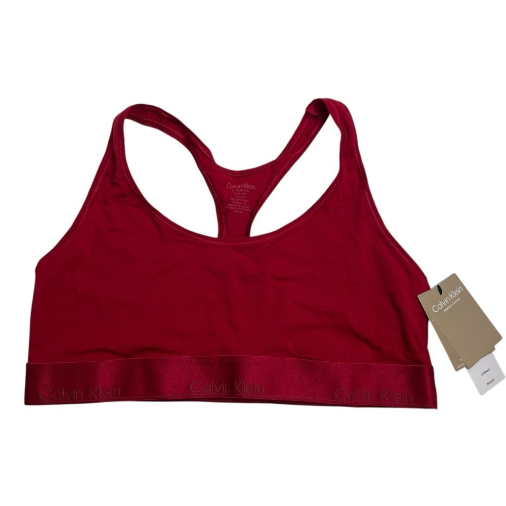 Calvin Klein Modern Cotton Unlined Bralette Red XL New